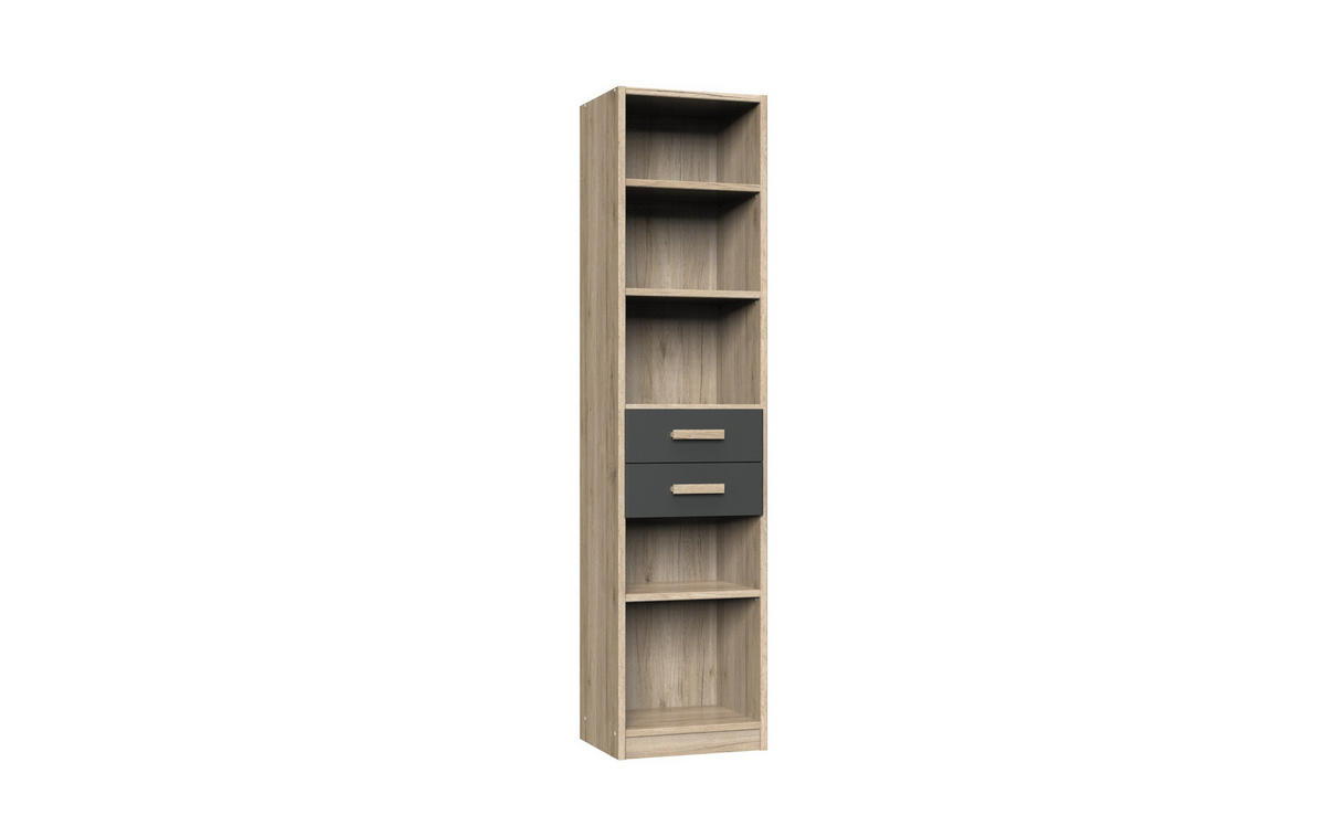 JUGENDZIMMER Cariba in Eiche San Remo und Graphit 8 teilig mit Matratze und Lattenrost - Braun, Holzwerkstoff (120/200cm)