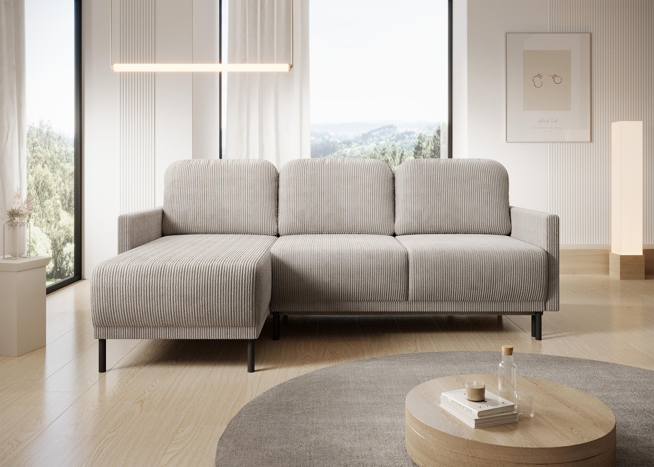 Thumbnail - Selsey Ecksofa, Ecru, Textil, L-Form, 212x142 cm, Wohnzimmer, Sofas & Couches, Wohnlandschaften, Ecksofas