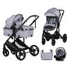 KOMBIKINDERWAGEN Amore 3 in 1 hellgrau Babyschale Adapter Wickeltasche Fußabdeckung - Schwarz, Metall (95/63/105cm) - Chipolino