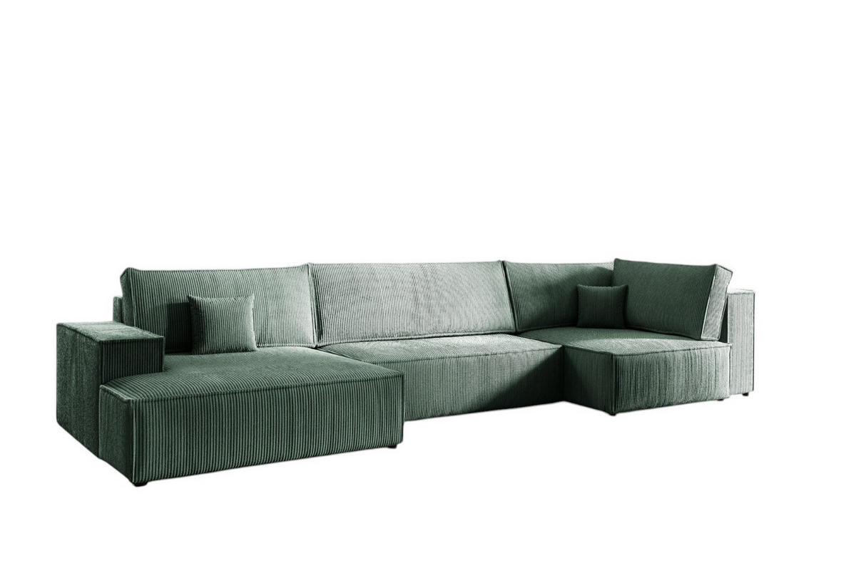 WOHNLANDSCHAFT Corunia - Grün, Holzwerkstoff/Textil (398/70/148cm) - Fun Möbel