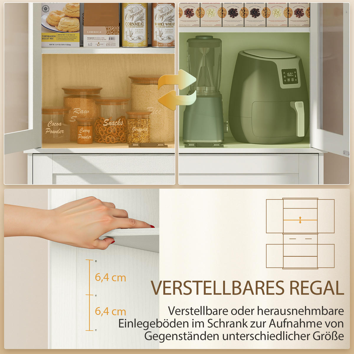 KÜCHENSCHRANK Cremeweiß, 2 Türen, 1 Schublade, 76/40/182,5 cm - Creme, Holzwerkstoff (76/182.5/40cm) - PANGIVO