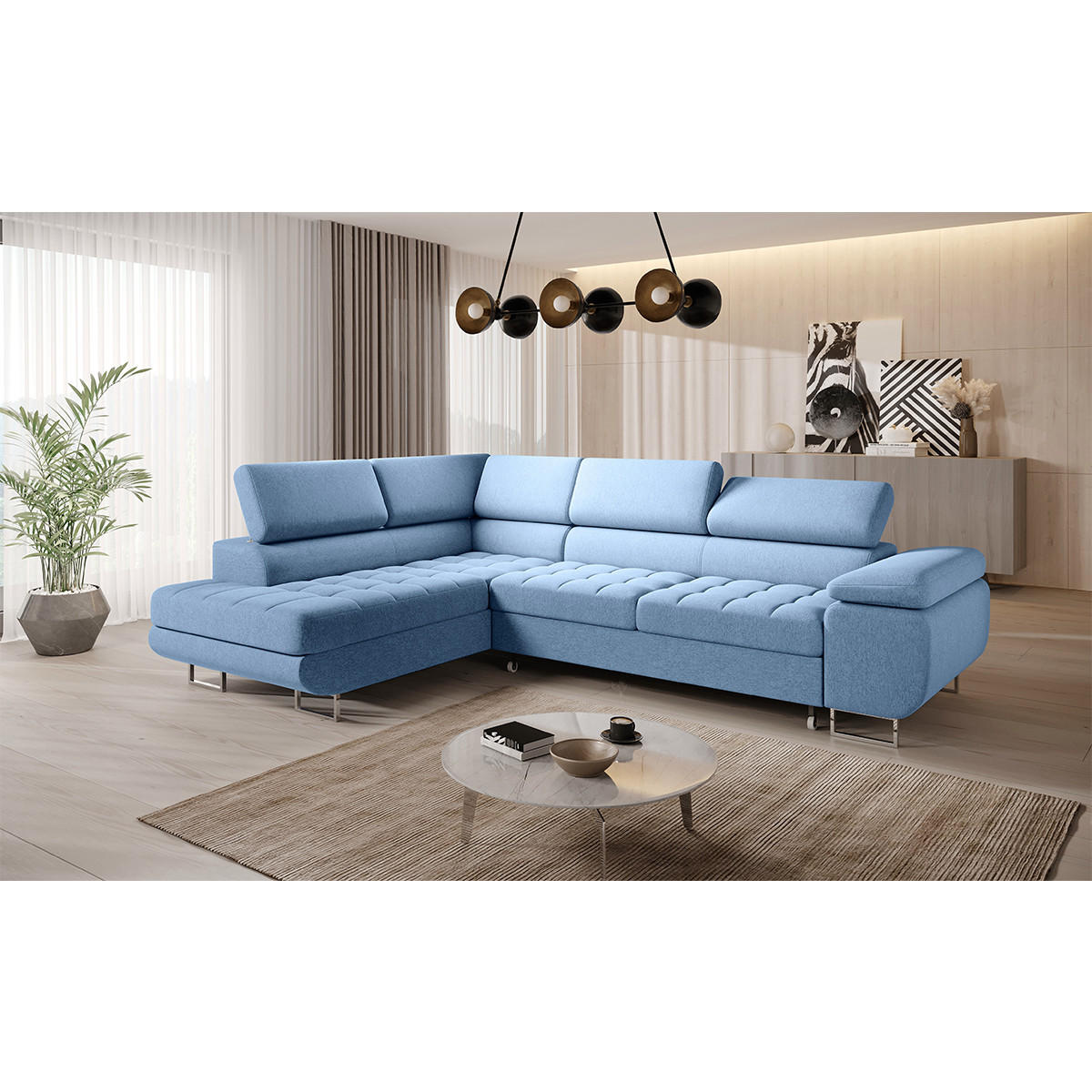 ECKSOFA Eden 4 Sitzplätze Blau - Blau, Holzwerkstoff (271/201cm) - Petits-meubles