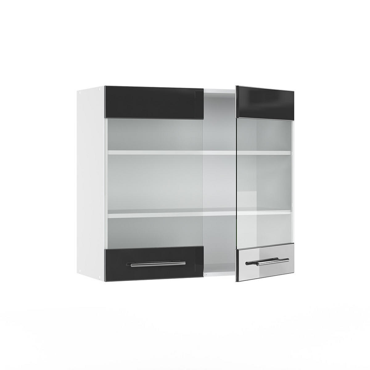 KÜCHENGLASSCHRANK Fame-Line Anthrazit Hochglanz 80 cm - Schwarz Hochglanz/Anthrazit, Holzwerkstoff (80/72/34.1cm) - Vicco