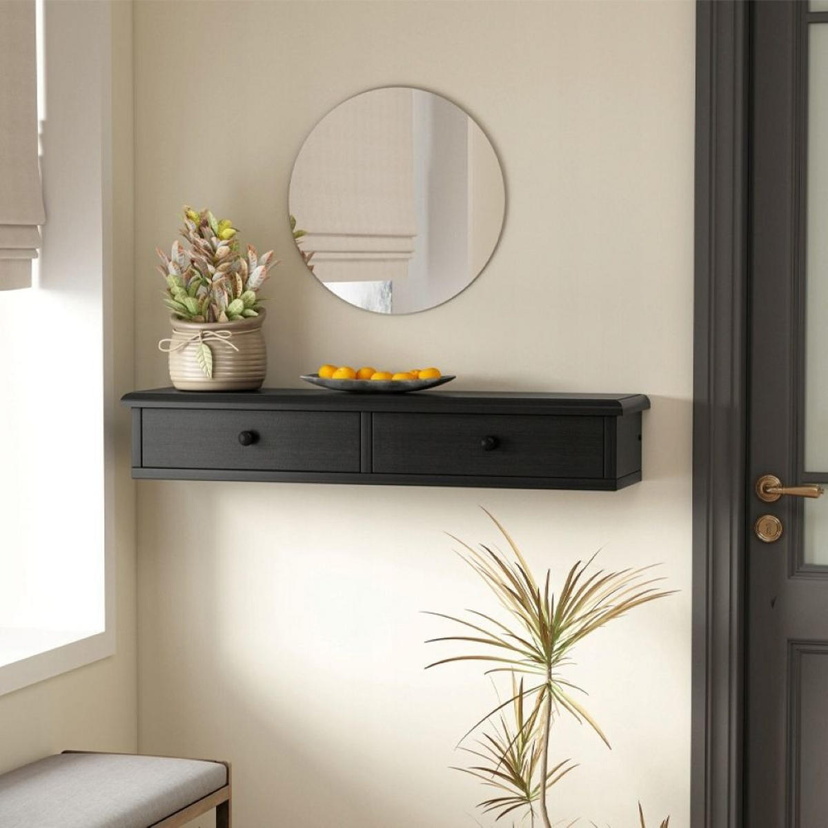 WANDREGAL, schwarz 64/15/10 - Schwarz, Holzwerkstoff (73/8/19.5cm)