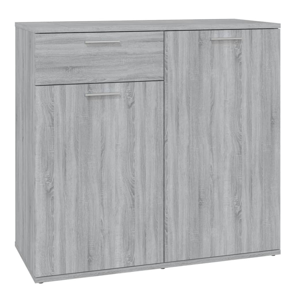 SIDEBOARD mit 2 Türen, 1 Schublade 80/36/75 cm aus Holzwerkstoff Grau Sonoma Dekor - Grau/Silbereichenfarben, Holz/Metall (80/75/36cm) - vidaXL
