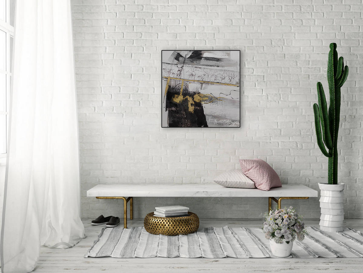 OLEJOMAĽBA 60/60 cm, Zvieratá - sivá, drevo/textil (60/60cm) - KUNSTLOFT