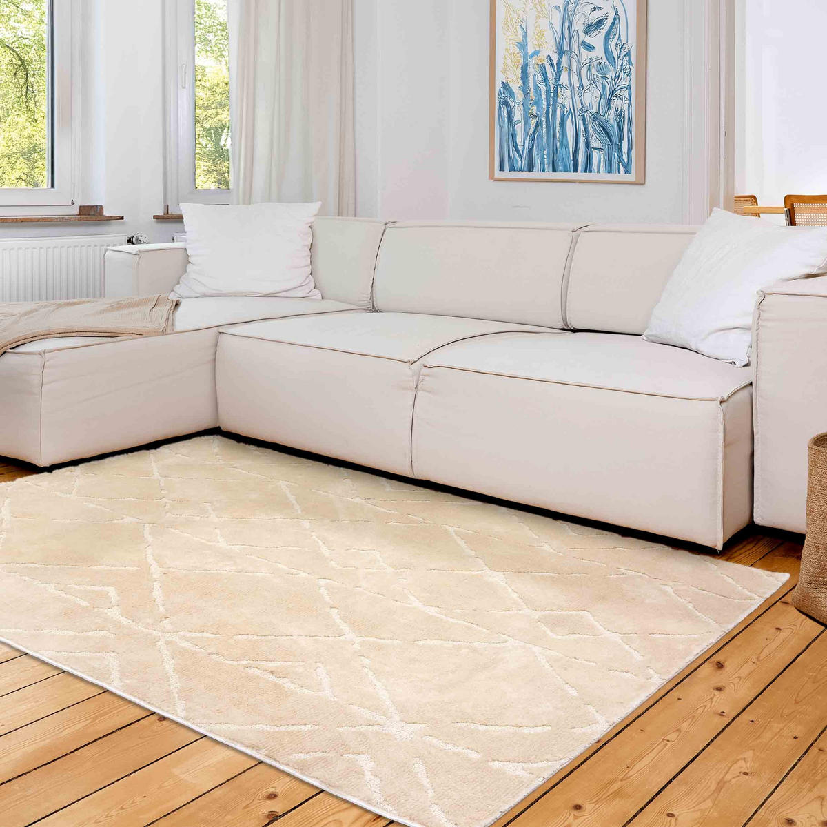 KURZFLORTEPPICH LOU - Creme, Textil (200/280cm) - Astra
