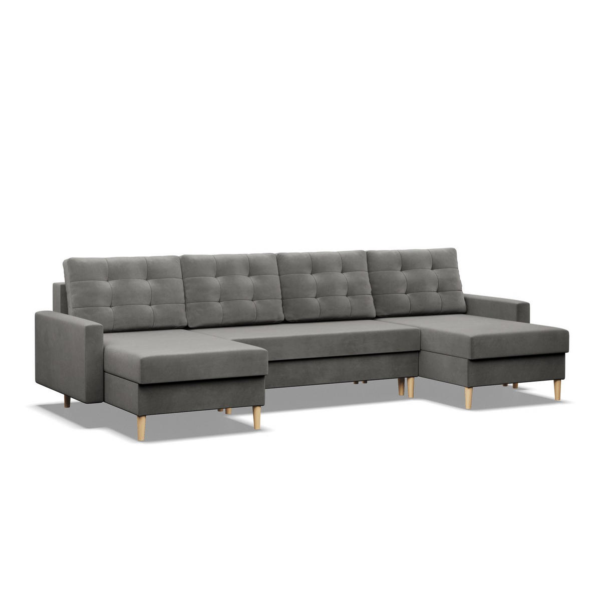 U-ECKSOFA MIT SCHLAFFUNKTION BLANK, Hellgrau - Grau, Textil (294/88/140cm) - Mebligo