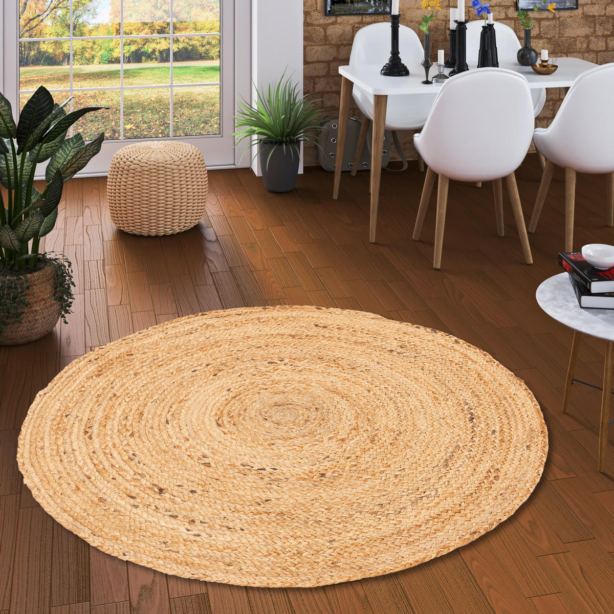 NATURFASER HANDGEFERTIGT JUTE TEPPICH NELE RUND - Beige, Textil (120/120cm) - Pergamon