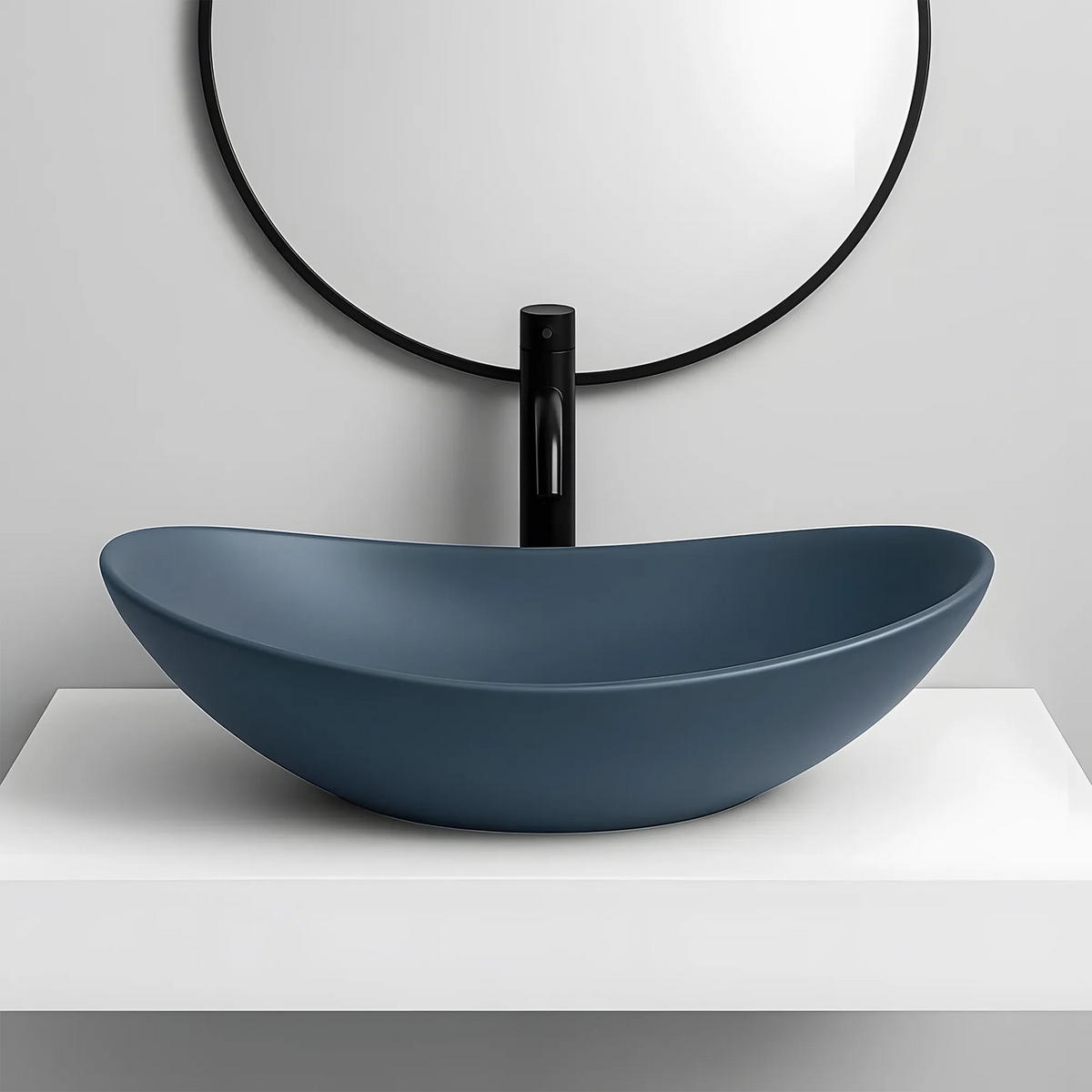 AUFSATZWASCHBECKEN Rea Royal Blueberry Matt - Blau, Keramik (35.5/15.5/61.5cm) - REA