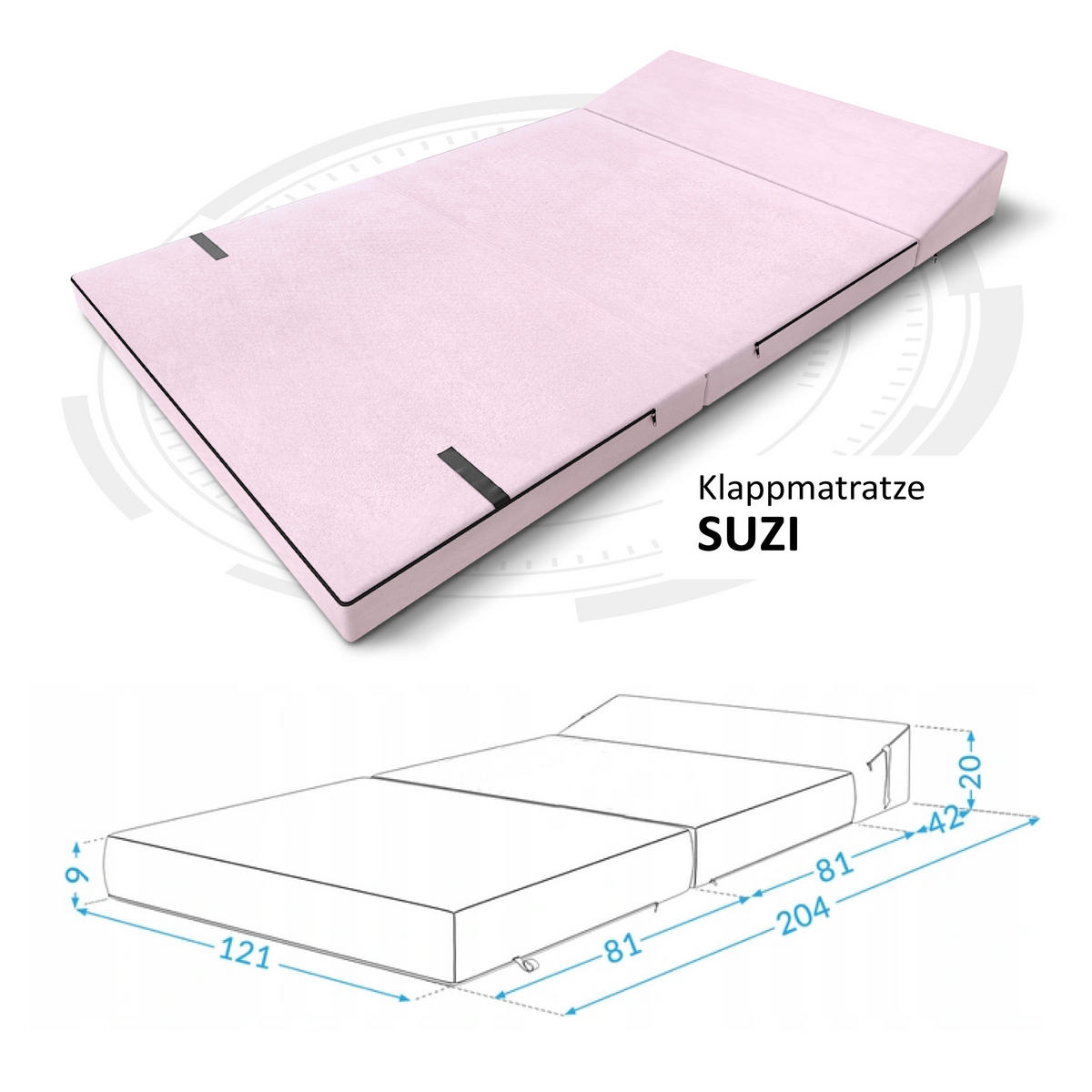 KLAPPMATRATZE SUZI - Rosa, Textil (120/200cm) - FDM