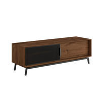 LOWBOARD Modern Loft Eiche Tabak 200 / 50 / 52cm - Dunkelbraun/Schwarz, Holz/Metall (200/52/50cm) - Feldmann-Wohnen