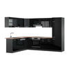 ECKKÜCHE R-Line Schwarz Hochglanz/Anthrazit 227 x 287 cm, AP Eiche - Schwarz Hochglanz/Anthrazit, Holzwerkstoff (287/81.6/60cm) - Vicco