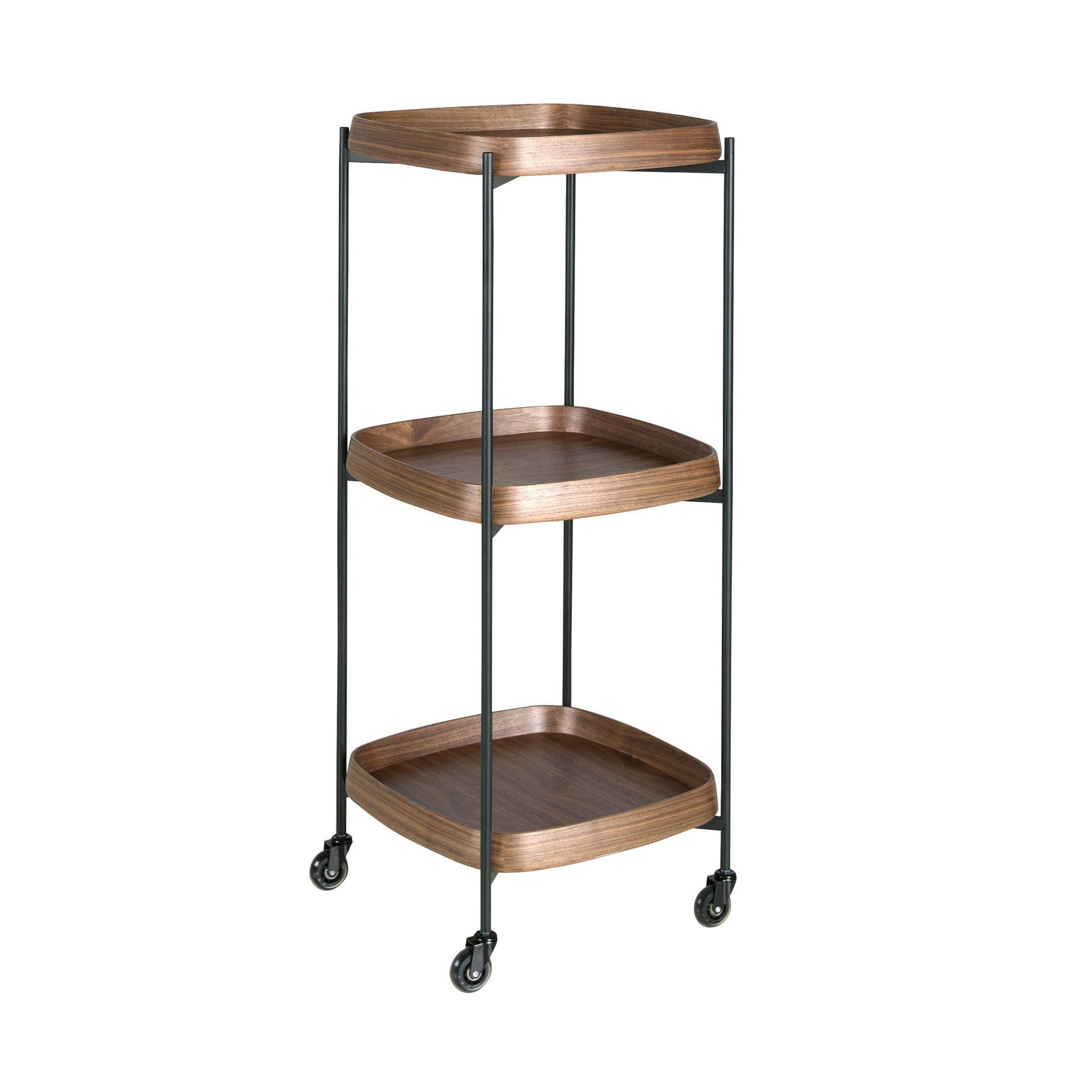 MINIBAR-SERVIERWAGEN aus Nussbaumholz und schwarzem Stahl 50/50/124 cm - Walnussfarben/Schwarz, Naturmaterialien/Holz (50/124/50cm) - ANGEL CERDA