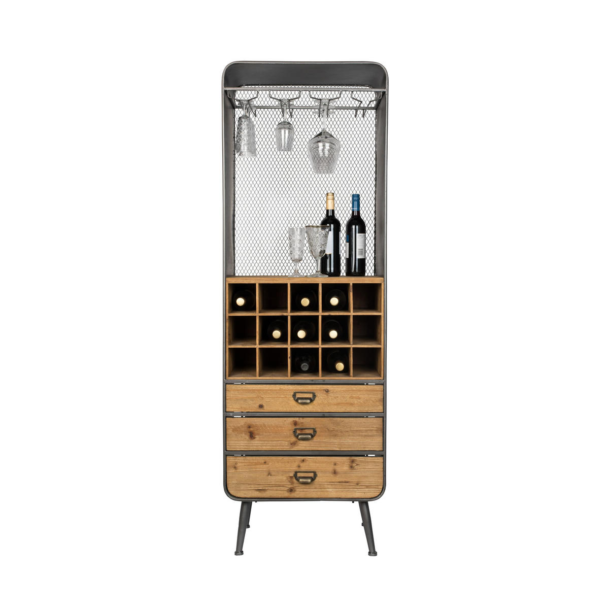 WEINSCHRANK Vino Eisen - Braun, Holz (56/170/38cm) - Dutchbone