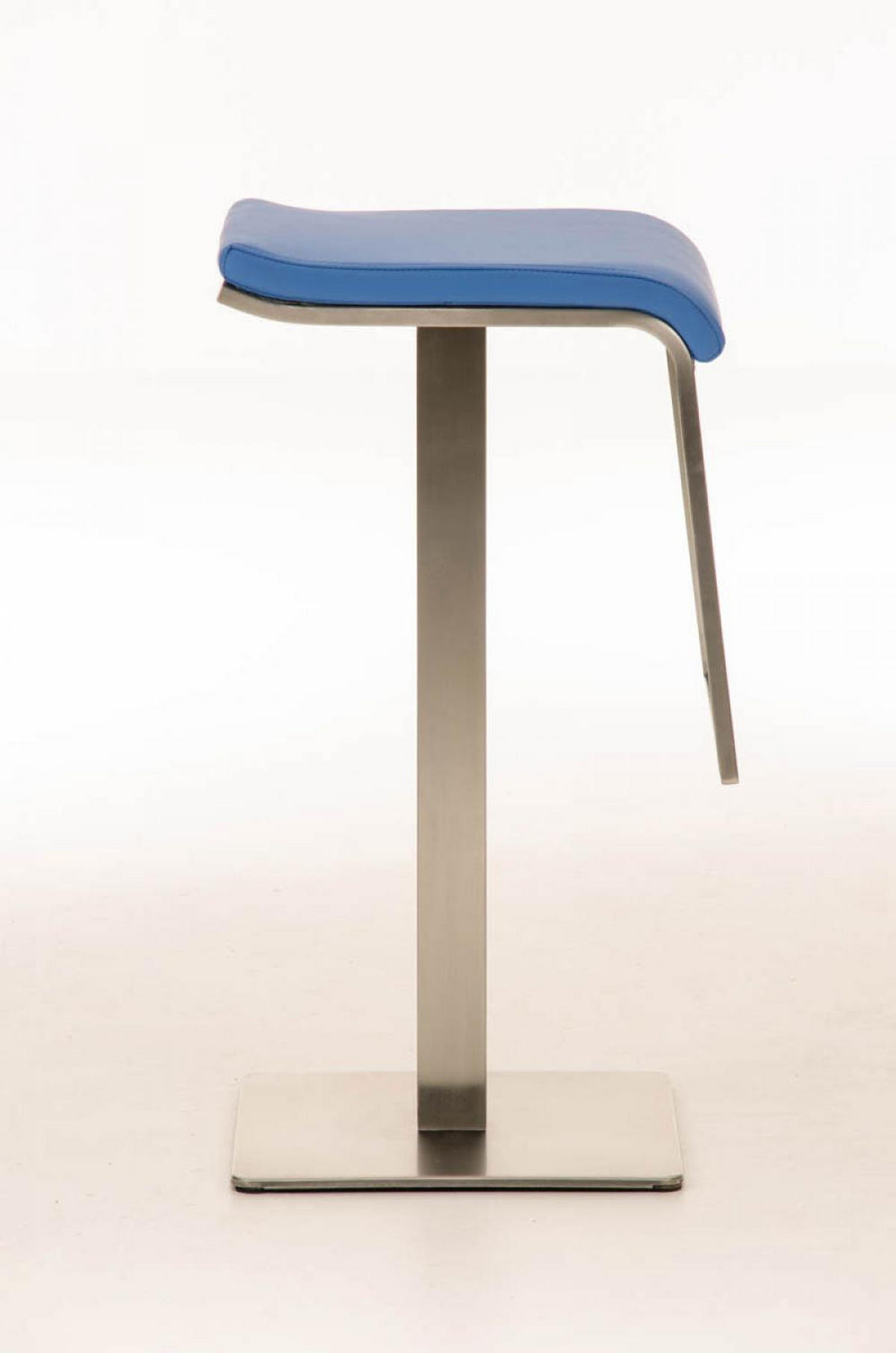 BARHOCKER Lederlook Blau - Blau/Edelstahlfarben, Textil/Metall (39/78/42cm) - CLP