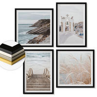WANDBILDER 4er-Set - 50x50 cm & 40x60 cm Schwarzer Rahmen - Meeresarchitektur Santorin - Schwarz, Kunststoff (50/50cm) - ArtPrintCave