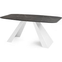 ESSTISCH Monte Weiß rechteckig ausziehbar, Marmor Schwarz 180-220/90/76 cm - Anthrazit/Schwarz, Holzwerkstoff/Metall (90/218/76cm) - WFL GROUP