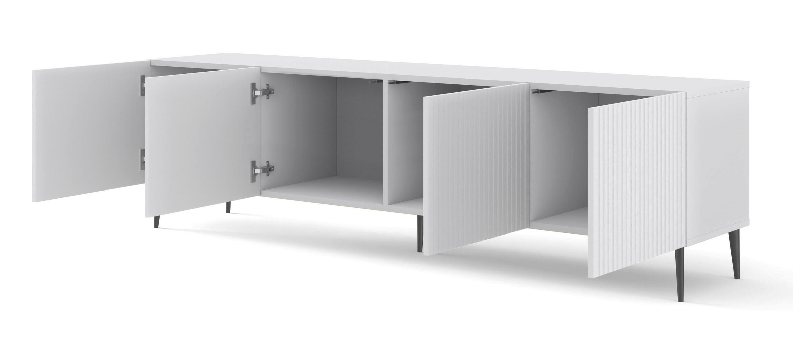 TV-LOWBOARD WEIß - Schwarz/Weiß, Holzwerkstoff (200/56/42cm) - FURNLUX