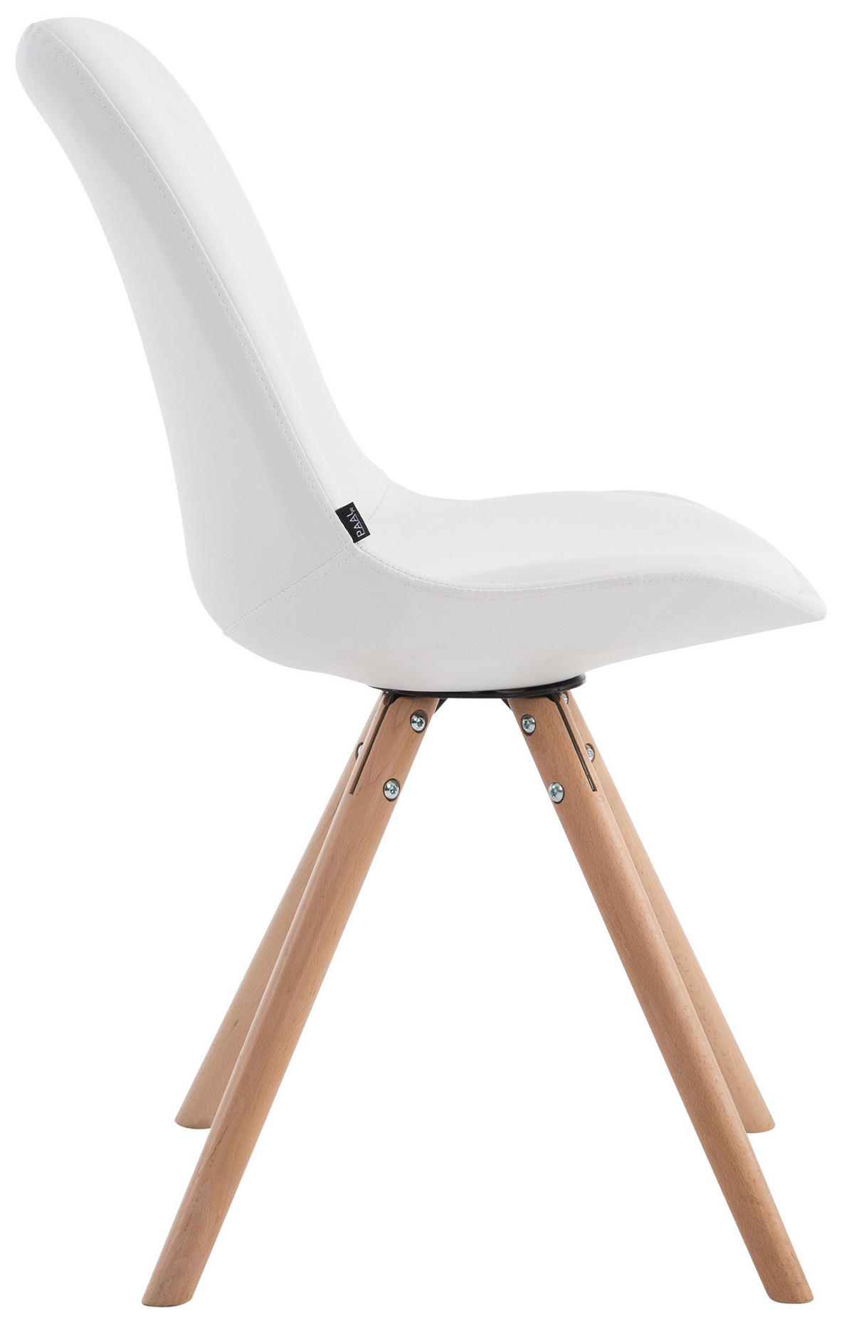 STUHL Lederlook weiß - Eukalyptusholzfarben/Weiß, Holz/Textil (48/84/56cm) - CLP