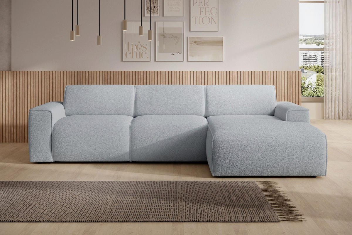 ECKSOFA Bouvi Hellgrau rechts - Hellgrau/Schwarz, Kunststoff/Textil (165/310cm) - Selsey
