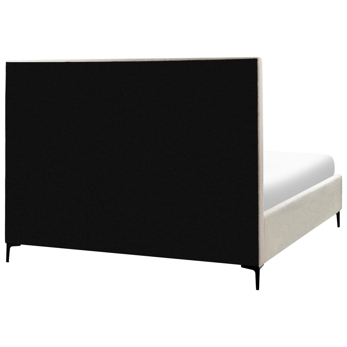 BETT mit Stauraum 180/200 cm Cremeweiß Sezanne - Schwarz/Weiß, Textil (180/200cm) - Beliani