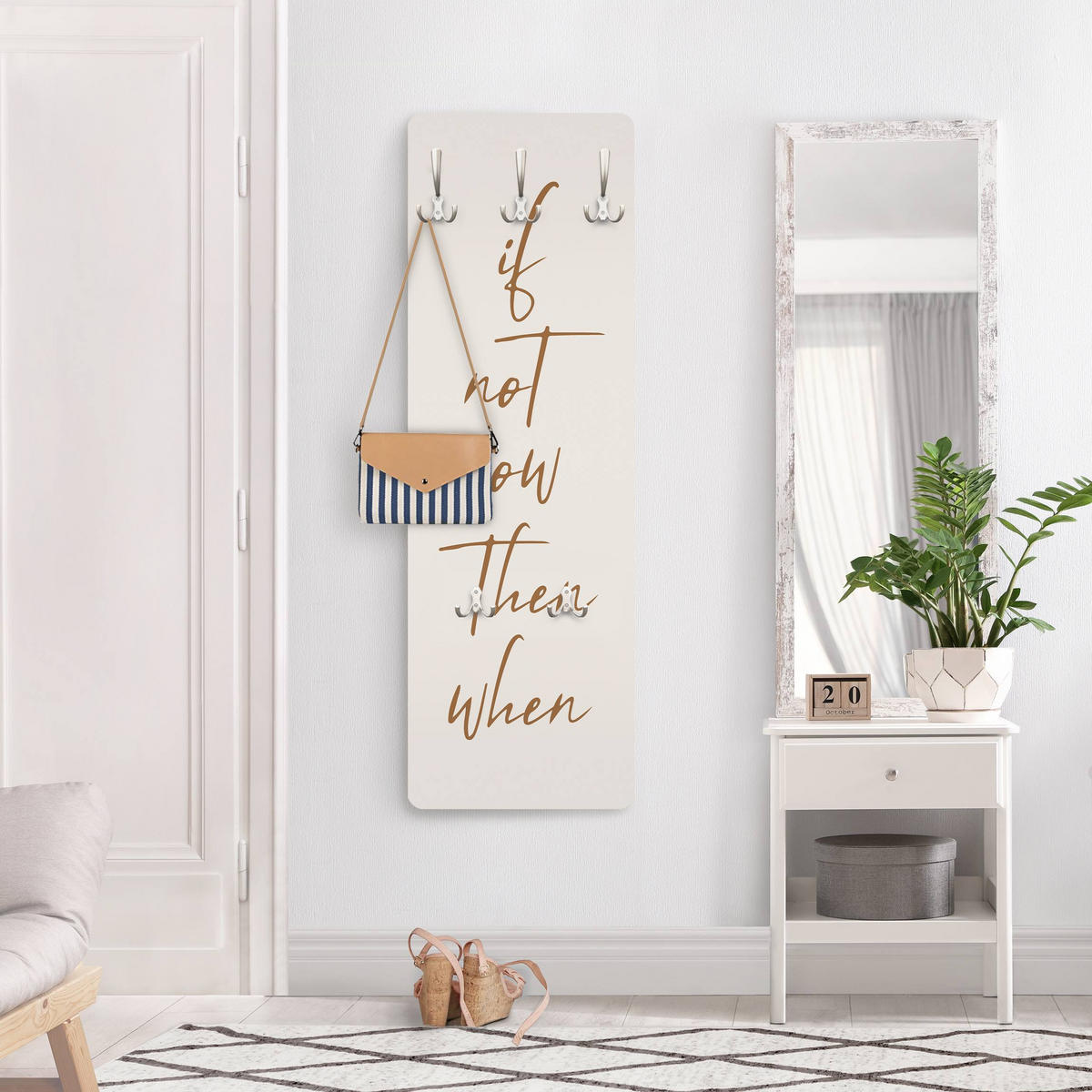 WANDGARDEROBE - If not now then when 34/105 cm - Beige, Holzwerkstoff (34/105/1.6cm) - Bilderwelten