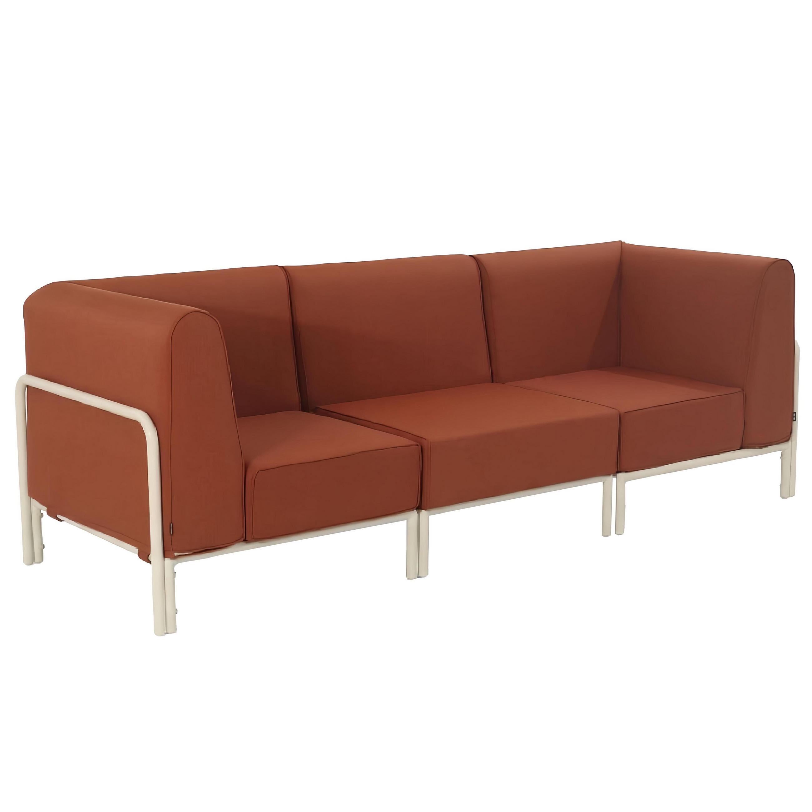 GARTENSOFA mit 3 Sitzplätzen, Terrakotta - Rot, Textil (80/78/216cm) - Oviala