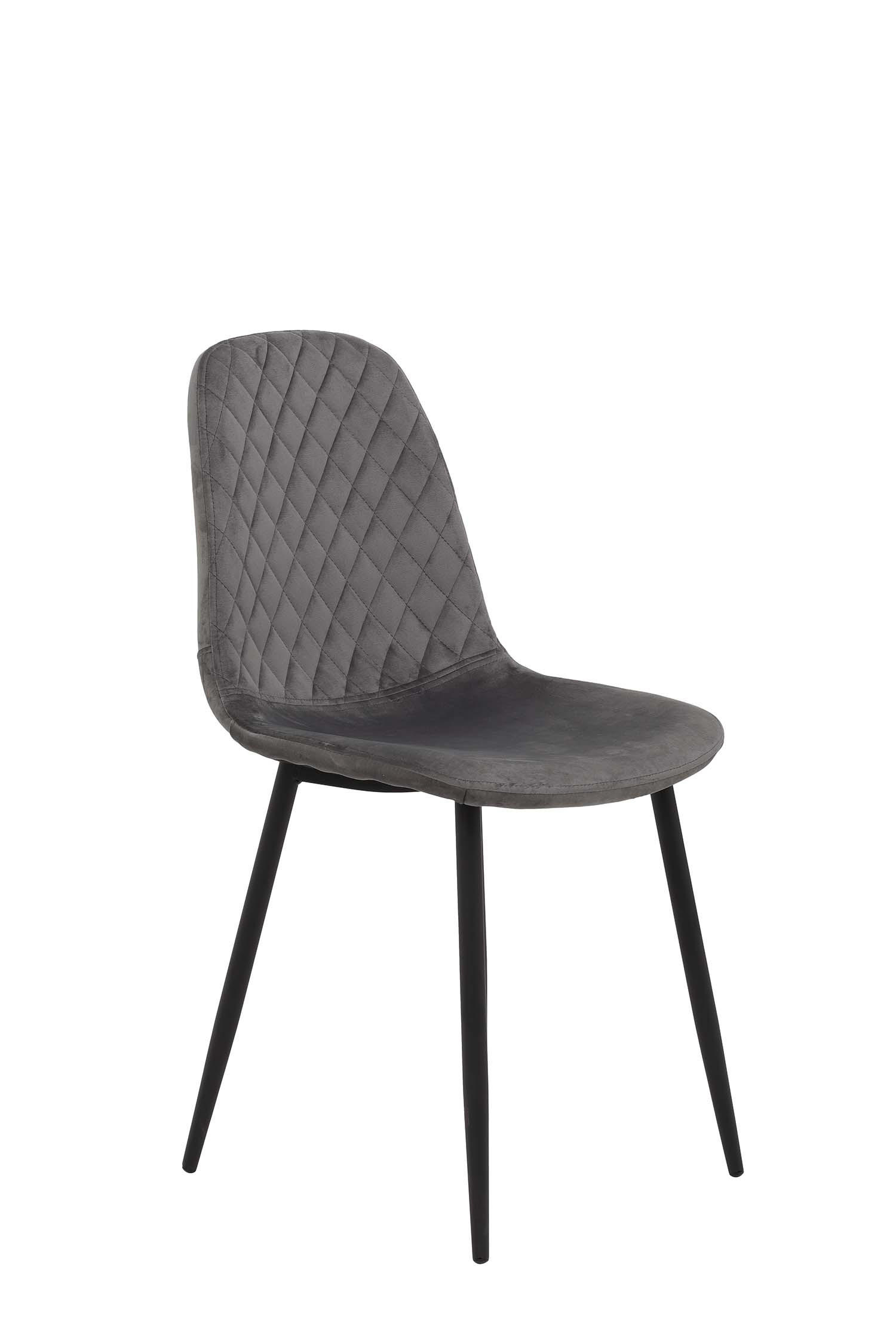 SCHALENSTUHL-SET 4 Stück Mira - Samtvelour Grau - Schwarz/Grau, Textil/Metall (44/89/53.5cm) - Hela Vertriebs GmbH