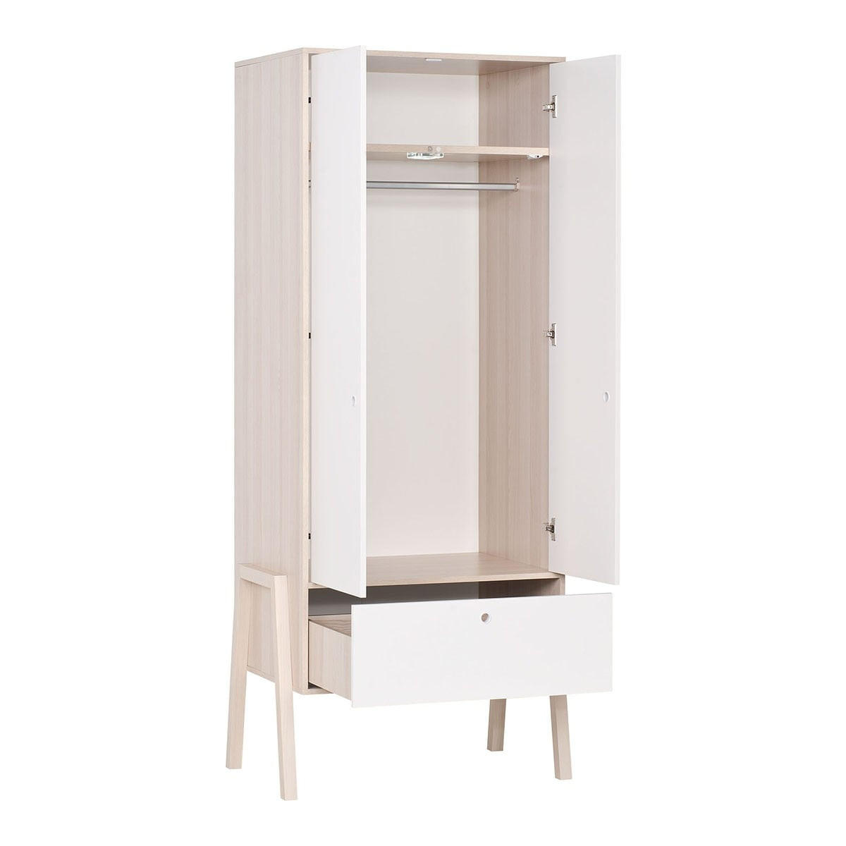 KLEIDERSCHRANK mit 2 Türen, 1 Schublade, Kleiderstange und 1 Kleiderhaken - SPOT - 88/60/210 cm - Braun, Holzwerkstoff (60/210/88cm) - Calicosy