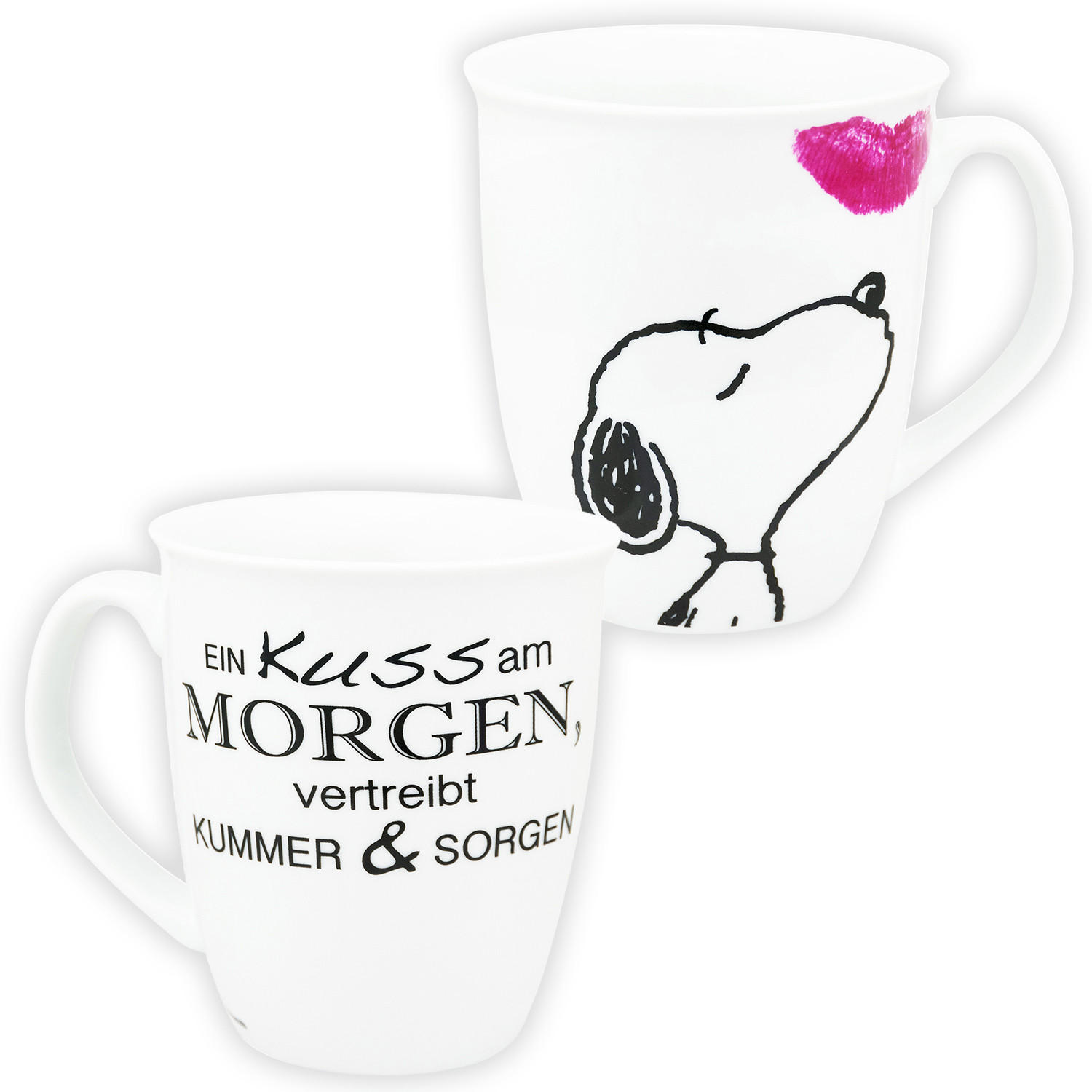 KAFFEEBECHER The Peanuts Snoopy Ein Kuss am Morgen Weiß 280 ml - Multicolor, Keramik (0.28L) - United Labels