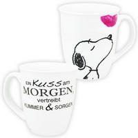 KAFFEEBECHER The Peanuts Snoopy Ein Kuss am Morgen Weiß 280 ml - Multicolor, Keramik (0.28L) - United Labels