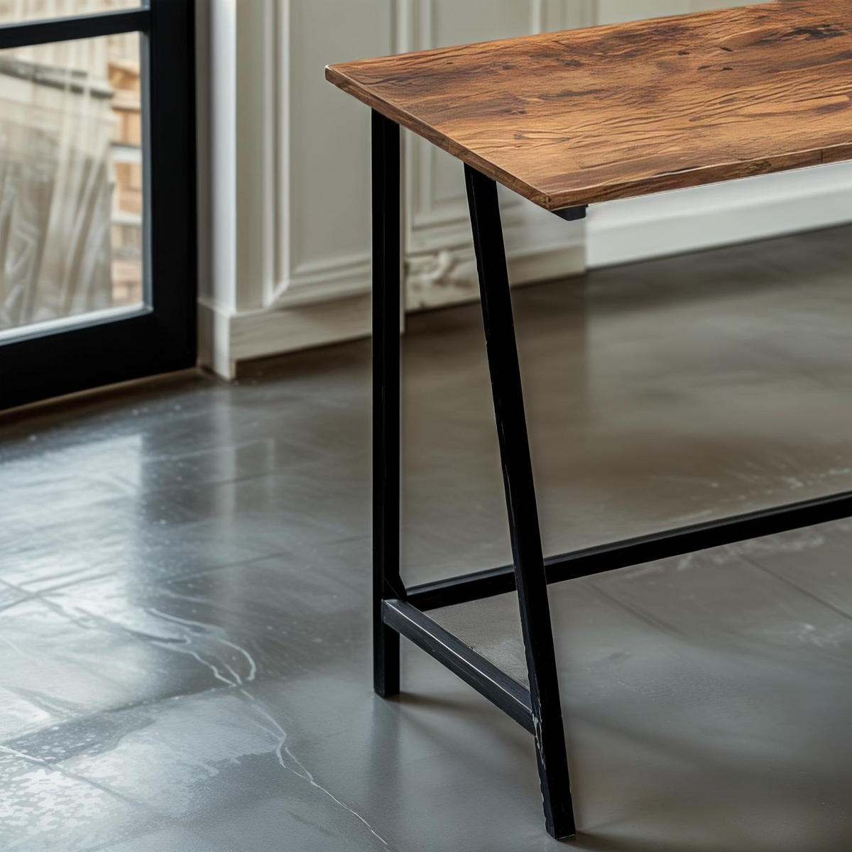 SCHREIBTISCH Metall Holzoptik Dunkelbraun Schwarz stabil 100x50x75 cm - Dunkelbraun/Schwarz, Holzwerkstoff/Metall (50/100/75cm) - Begryf