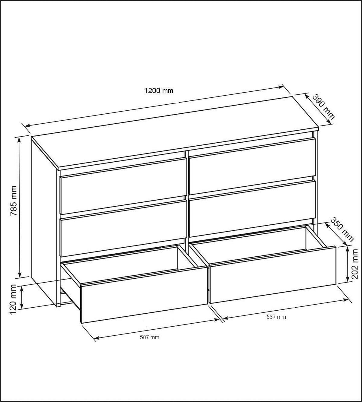 KOMMODE 120 Schwarz & Hochglanz 120x78,5x39 cm - Schwarz Hochglanz, Holzwerkstoff (120/78.5/39cm) - Mobelsta