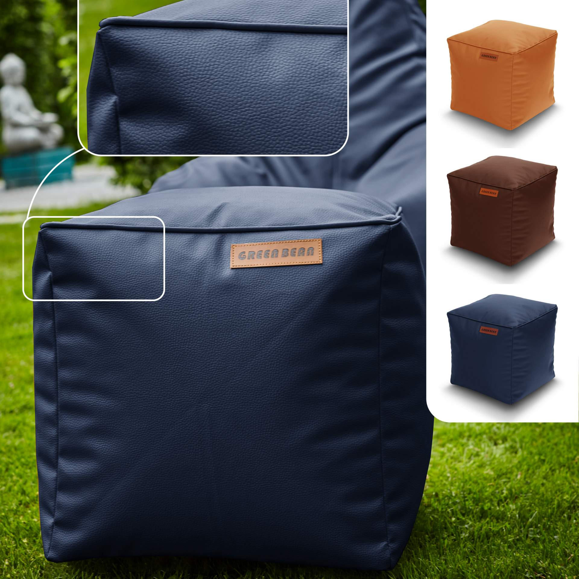 SITZSACK-HOCKER 40x40cm - KUNSTLEDER - Dunkelblau, Textil (40/40/40cm) - Green Bean