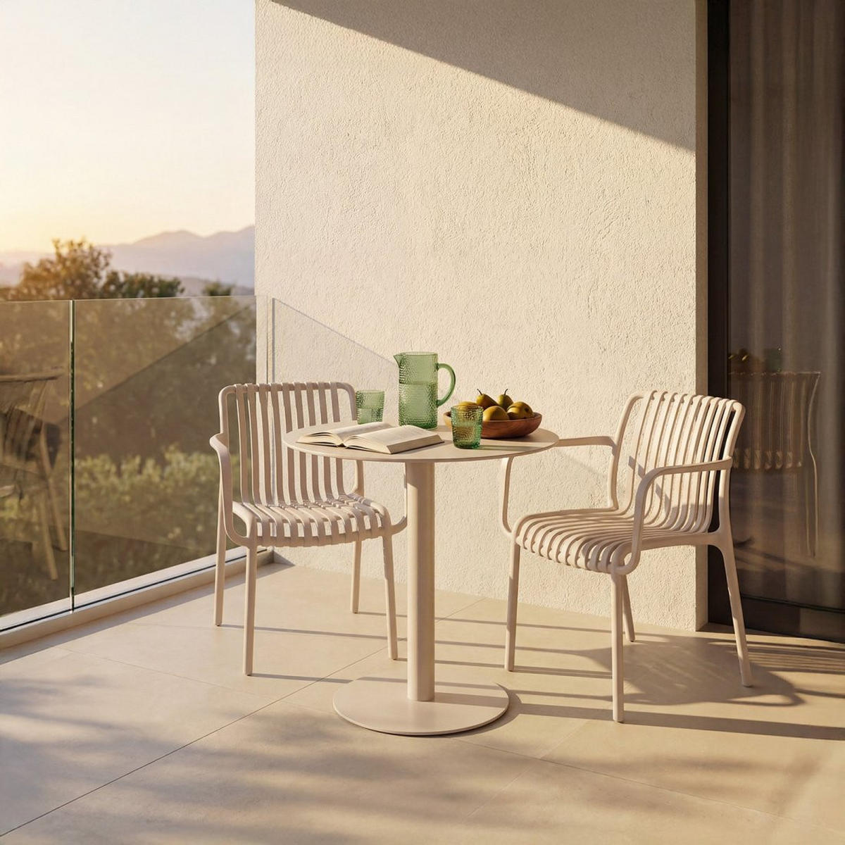 GARTENSTUHL Ollie Beige 57 cm x 80 cm 4er-Set - Beige, Kunststoff (57/80/61cm) - Klast Home