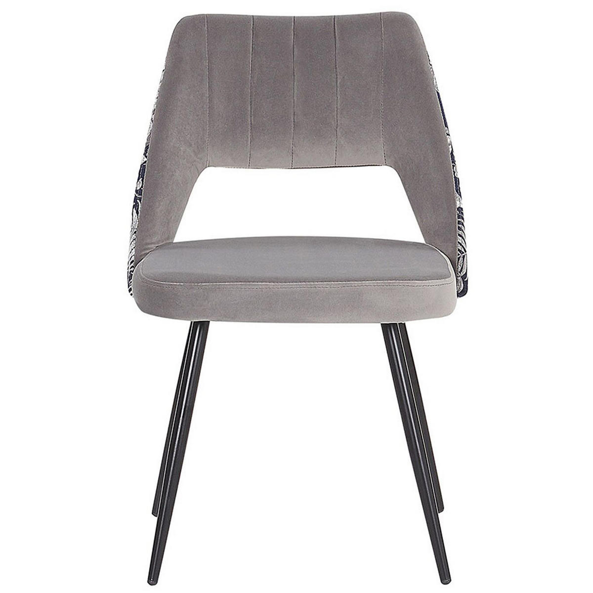 STUHL 2er-Set Samtstoff Grau Ansley - Grau, Textil/Metall (50/79/43cm) - Beliani