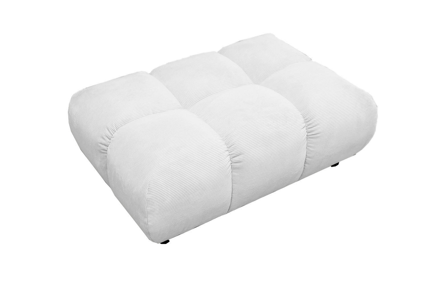 HOCKERBANK VIVIEN Weiß Cord - Weiß, Textil (108/41/73cm) - KAWOLA