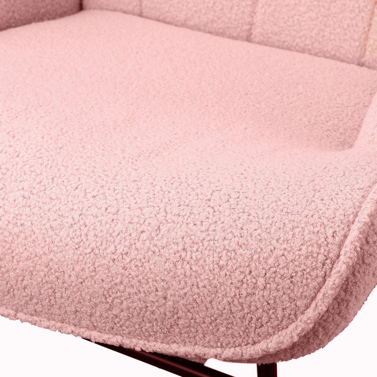SCHAUKELSTUHL mit Metallgestell und Holzsockel, Teddystoff, Rosa - Pink, Holzwerkstoff (68/92/75cm) - BursDany