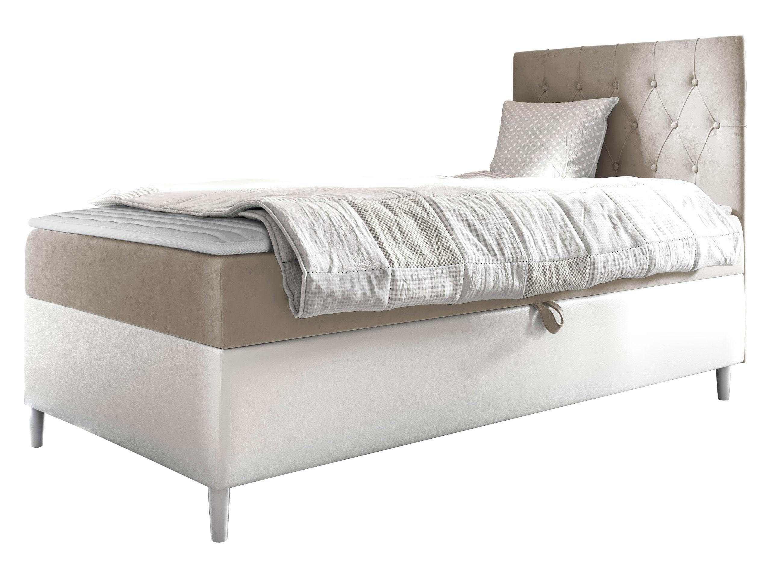 BOXBETT Filip Junior 1, Seite zum Öffnen des Bettkastens: Rechts - Creme/Weiß, Holz (100/200cm) - MIRJAN24
