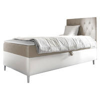 BOXBETT Filip Junior 1, Seite zum Öffnen des Bettkastens: Rechts - Creme/Weiß, Holz (100/200cm) - MIRJAN24