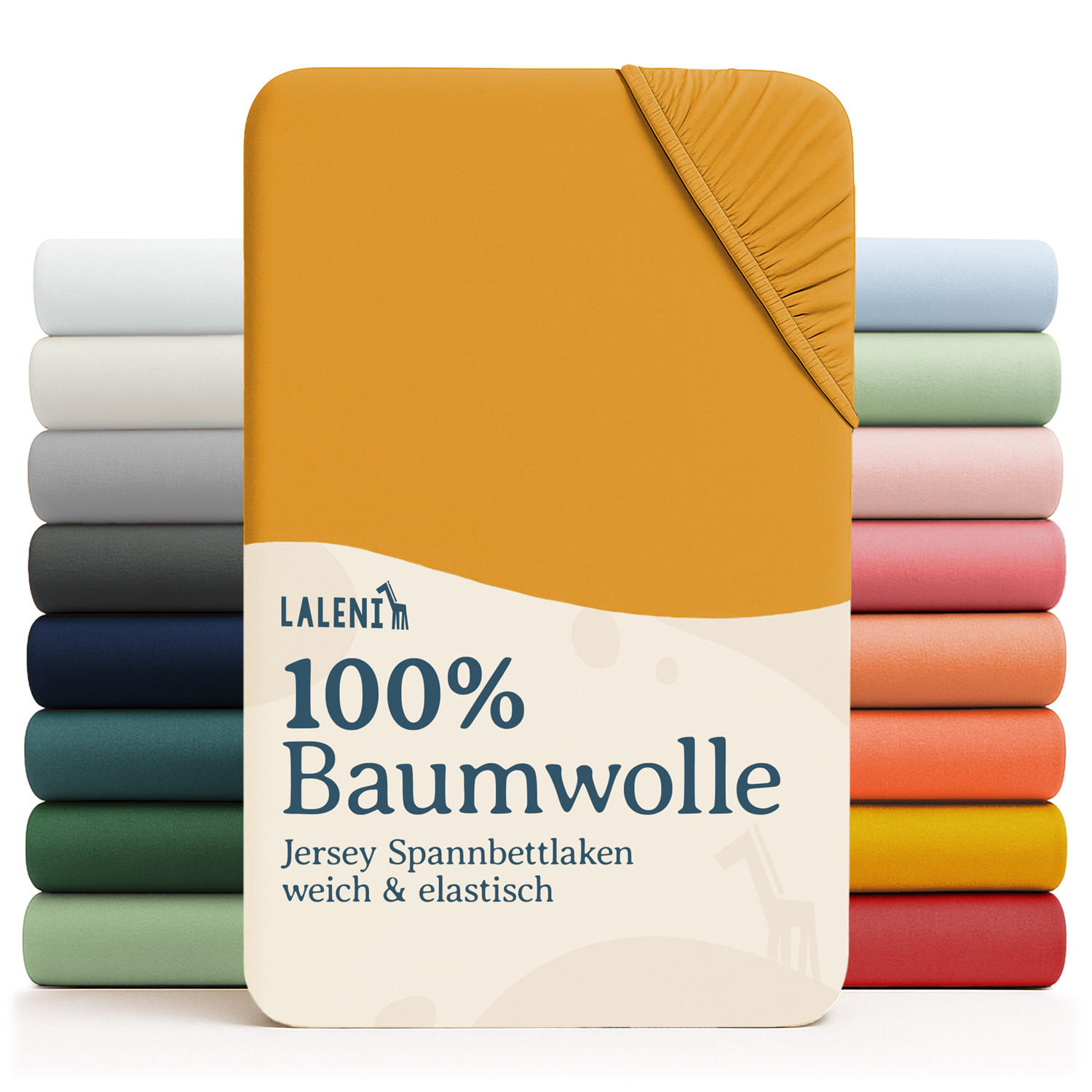 SPANNBETTLAKEN für Beistellbett & Stubenwagen – 100% Baumwolle, Atmungsaktiv & Weich, 42x81x10 cm, Gelb - Gelb, Textil (42/81cm) - Laleni