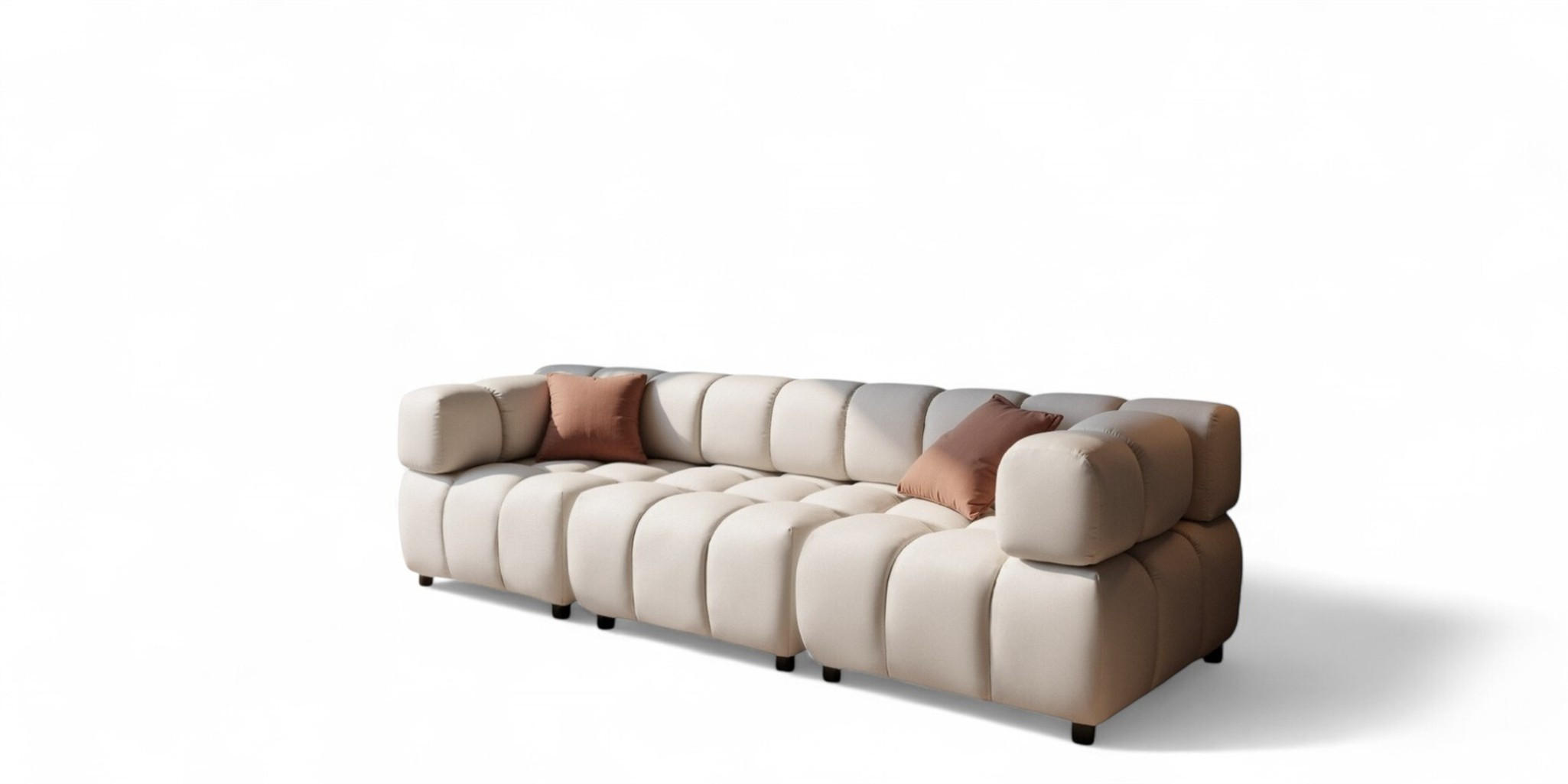 SOFA 3-sitzer Flow - Creme, Holzwerkstoff/Textil (288/71/96cm) - Fun Möbel