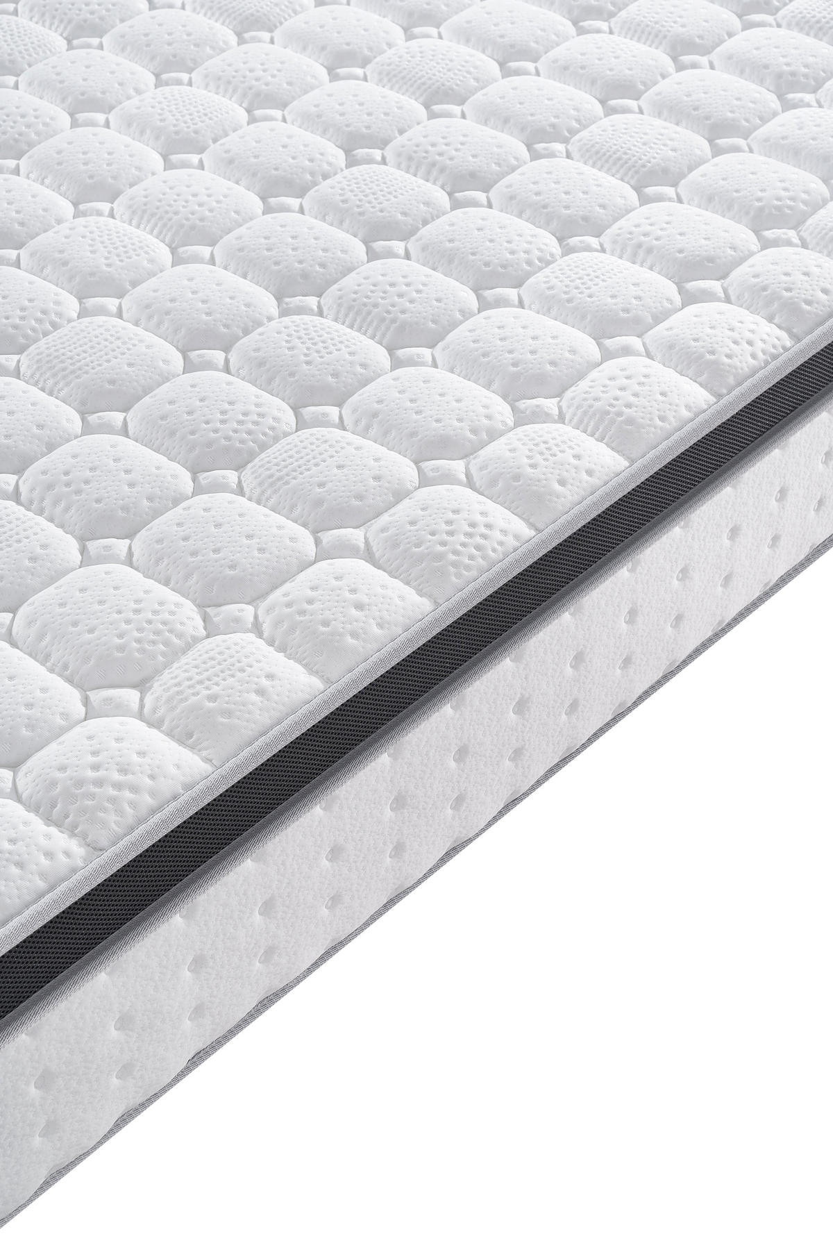 TASCHENFEDERKERNMATRATZE komfortabel, 90/190 cm, Höhe ca.: 25 cm, viskoelastische Schaumschicht - Weiß, Textil (90/190cm) - TEENO