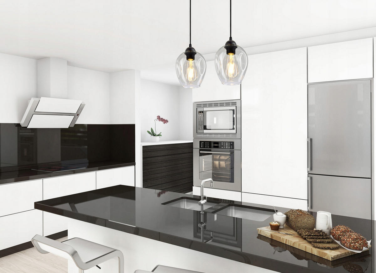 PENDELLEUCHTE Hegel - Transparent/Schwarz, Glas/Metall (15/37/80cm) - kiki design