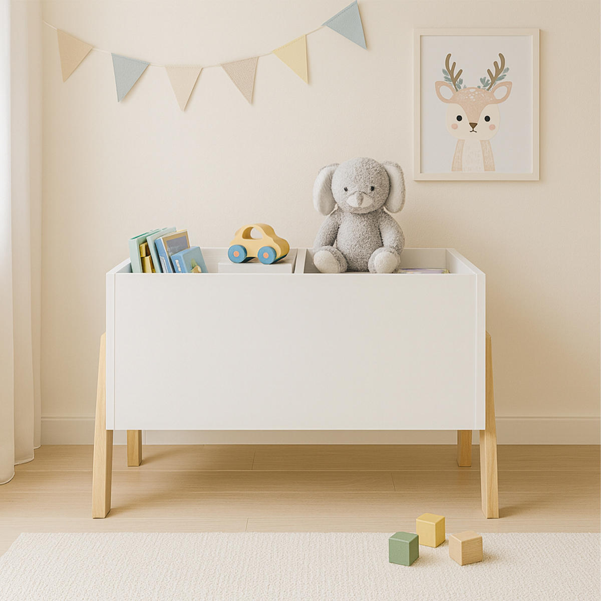 BÜCHERREGAL Kinder - Weiß, Holz/Holzwerkstoff (66.5/40/34.5cm) - Relaxdays