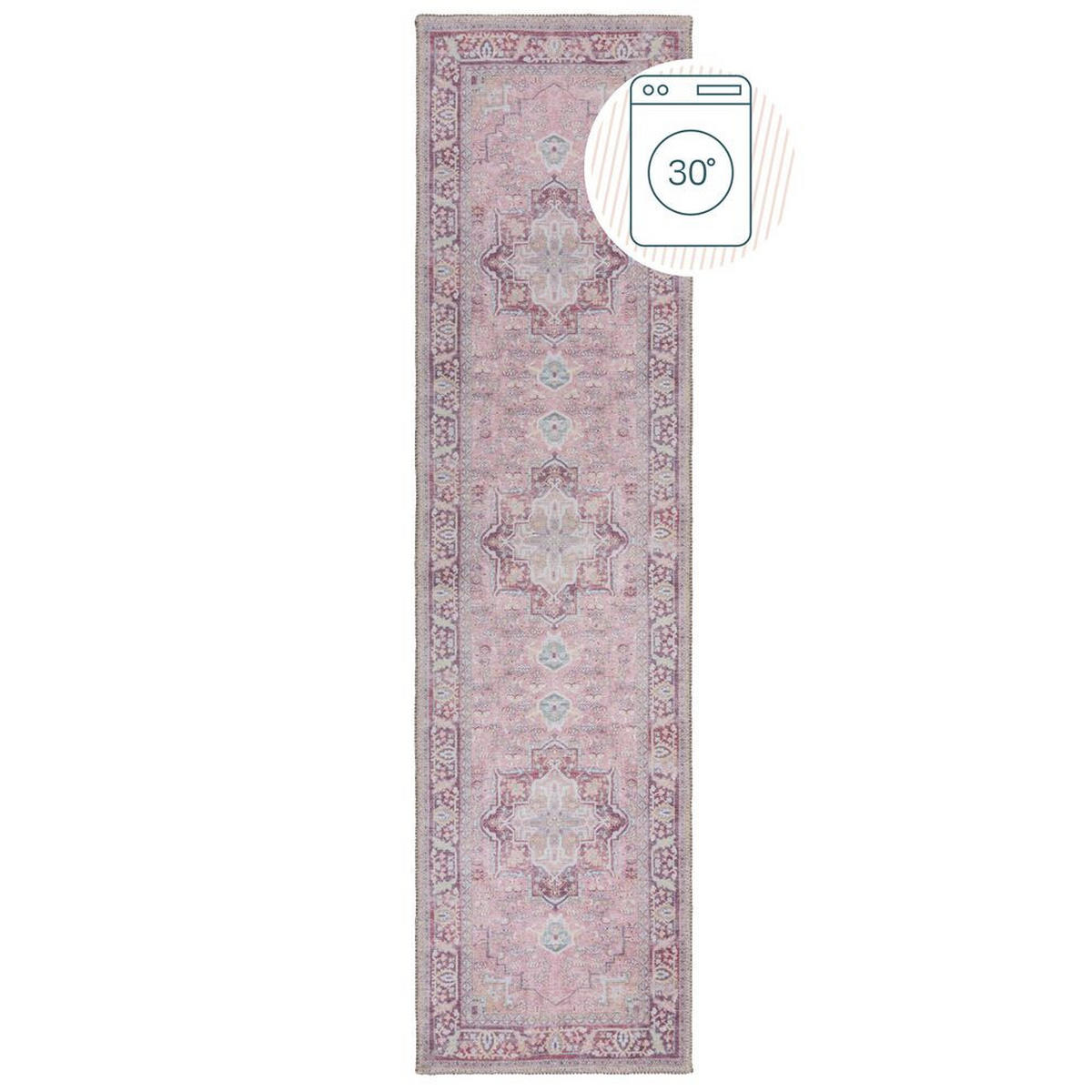 TEPPICH maschinenwaschbar Vintage-Design, recycelt HALD, Rosa 60x230 cm - Rosa, Textil (60/230cm) - KADIMA DESIGN