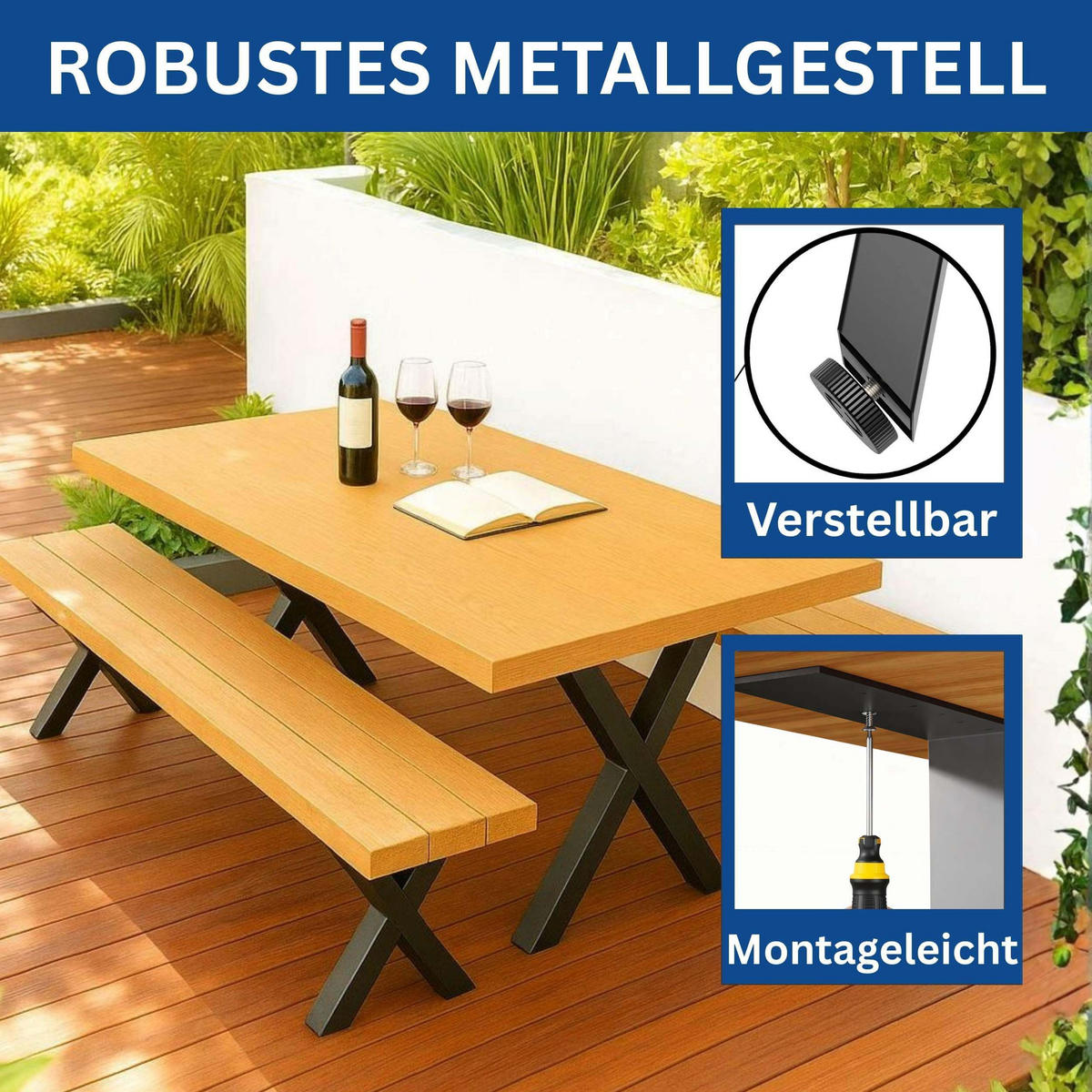 TISCHBEINE Metall Schwarz 60 x 72 cm Tischgestell Höhenverstellbar - Schwarz, Metall (60/72/8cm) - DanDiBo