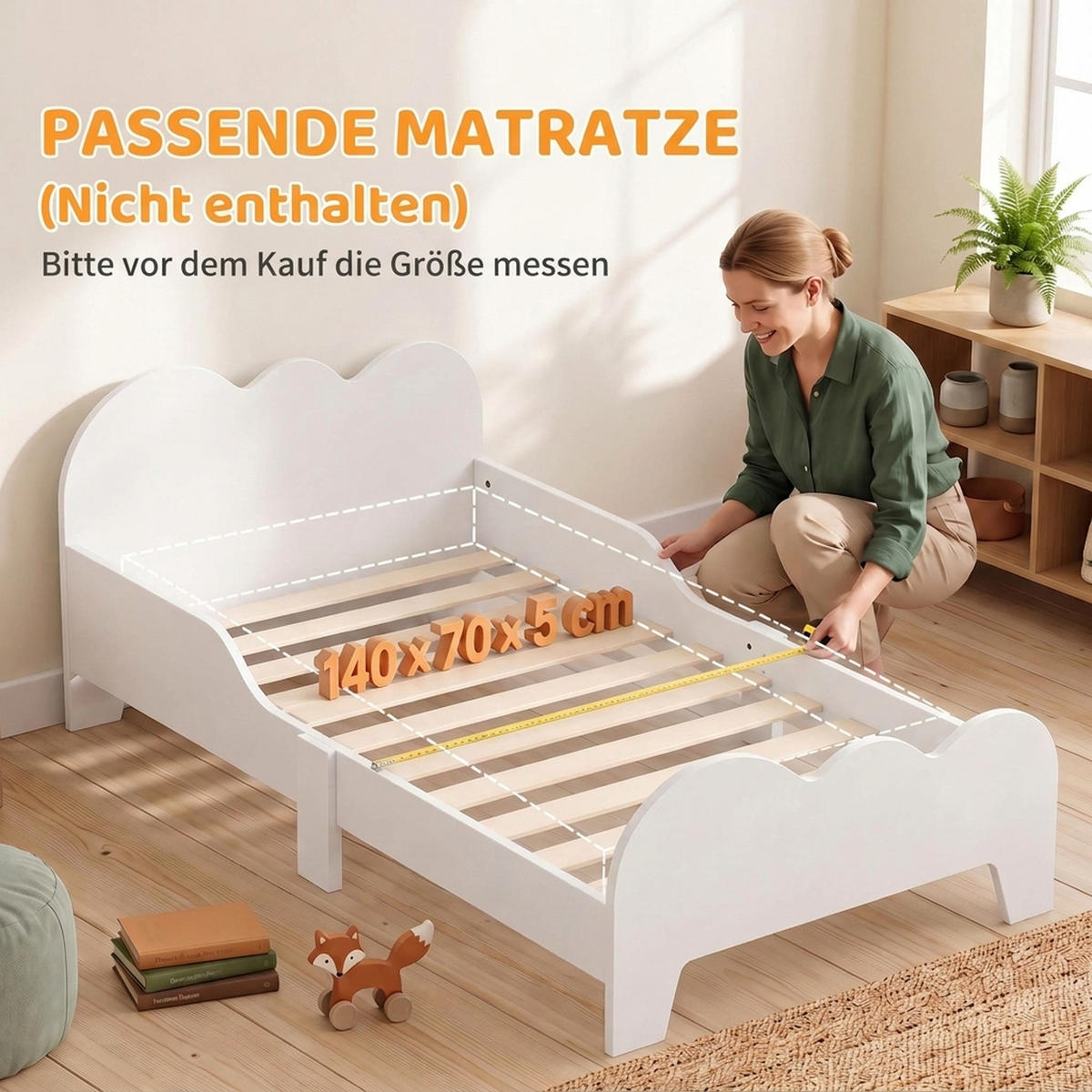 KINDERBETT MDF Weiß - Weiß, Holzwerkstoff (70/140cm) - AIYAPLAY