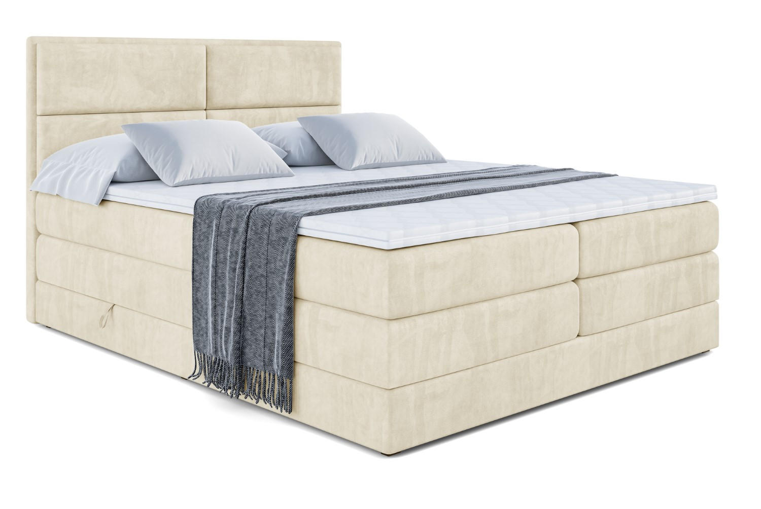 BOXSPRINGBETT AURA KING - 120 x 200 - H3/H4 - Beige - Beige, Holzwerkstoff (120/200cm) - ALTDECOR